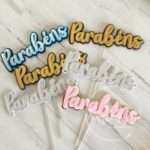 Pack 6 Topos de Bolo Parabéns 3 Camadas