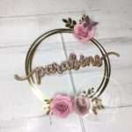 Topo de Bolo Parabéns com Flores de Enrolar