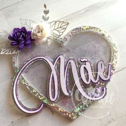 Topo de bolo Mãe com flores