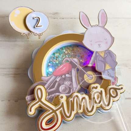 Topo de Bolo Coelhinho Motard