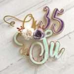 Topo de Bolo Idade e Nome com Flores de papel