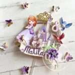 Topo de Bolo Princesa Sofia com Borboletas