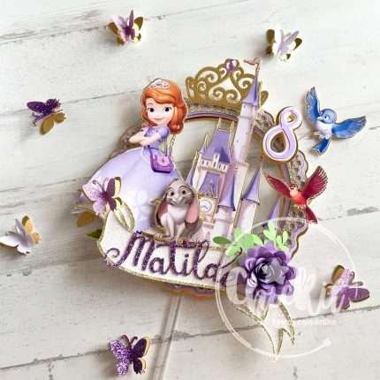 Topo de Bolo Princesa Sofia com Borboletas