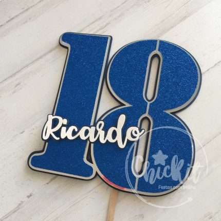 Topo de Bolo Idade com Nome