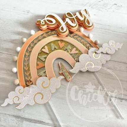 Topo de bolo Arco-Íris Boho