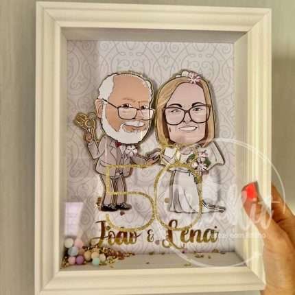 Quadro/Moldura Ilustração Personalizada Bodas de Ouro