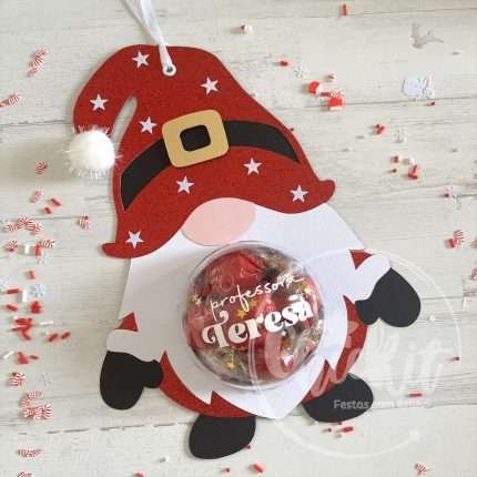 Presente Gnomo de Natal com doces