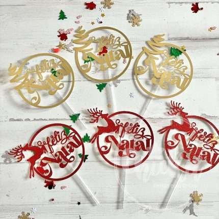 Pack toppers redondos Feliz Natal