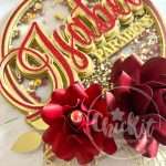 Topo de Bolo Shaker Elegante com Flores de Papel - Image 3