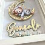 Quadro Nome Bebé 20x25cm Ursinho e Lua - Image 2