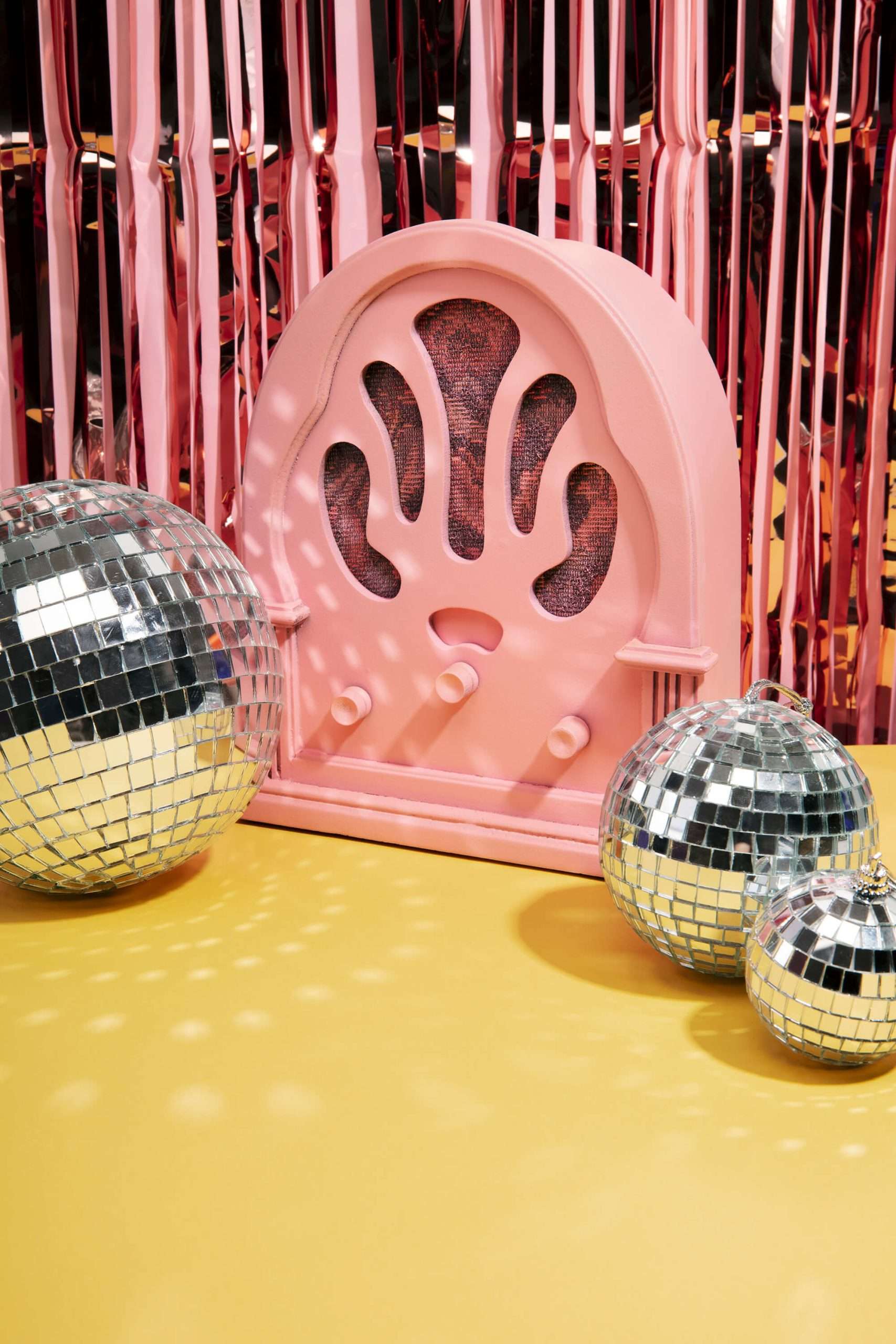 high angle disco globes party arrangement scaled