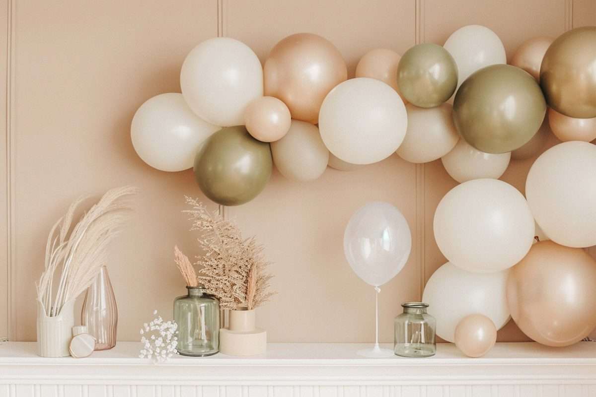 white gold balloon garland decoration