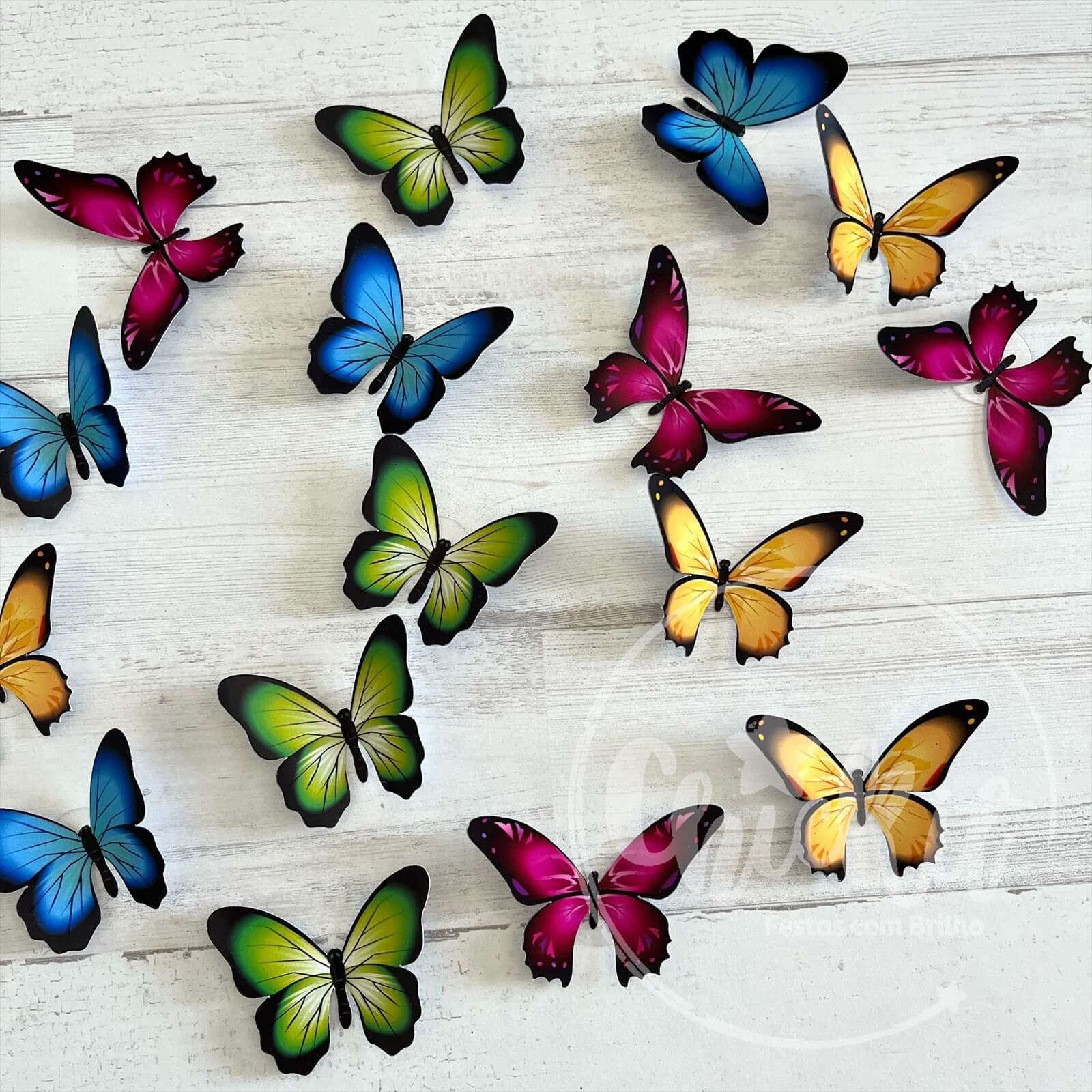 Chickit_BorboletasImpressas_10 Borboletas Impressas para Bolos Cores Fortes - 15 unidades - Image 1