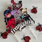 Topo de Bolo com Shaker Ladybug e Gato Noir - Image 3