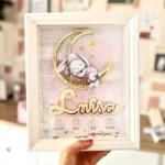 Quadro de nascimento personalizado com coelhinho