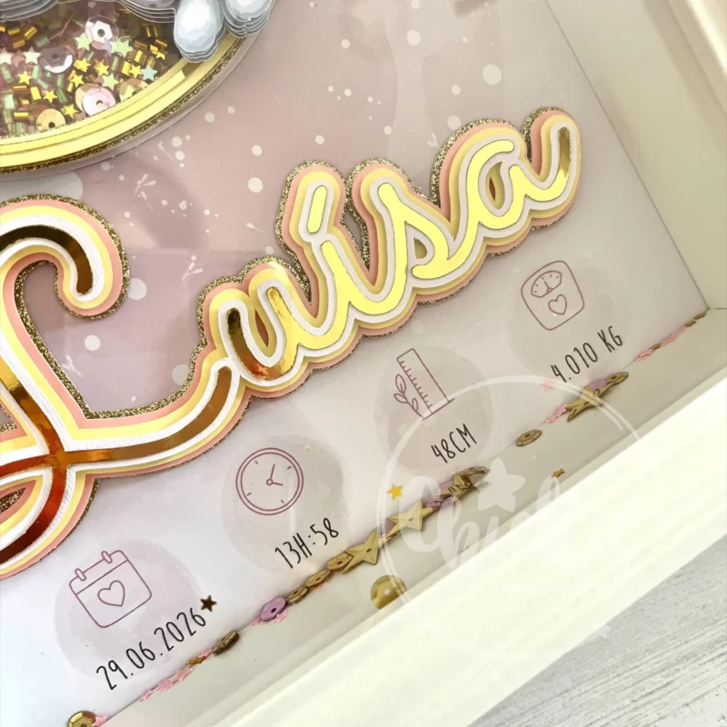 Quadro de nascimento personalizado com coelhinho