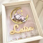 Quadro de nascimento personalizado com coelhinho