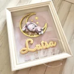 Quadro de nascimento personalizado com coelhinho