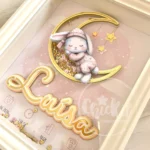 Quadro de nascimento personalizado com coelhinho