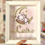 Quadro de nascimento personalizado com coelhinho