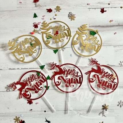 Pack toppers redondos Feliz Natal