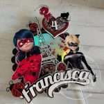 Topo de Bolo com Shaker Ladybug e Gato Noir - Image 7