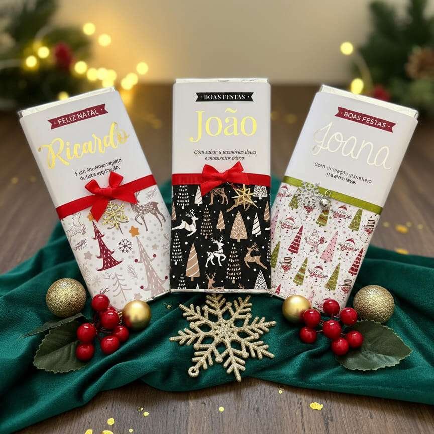 Tabletes de Chocolate Personalizadas de Natal – Coleção Tradicional