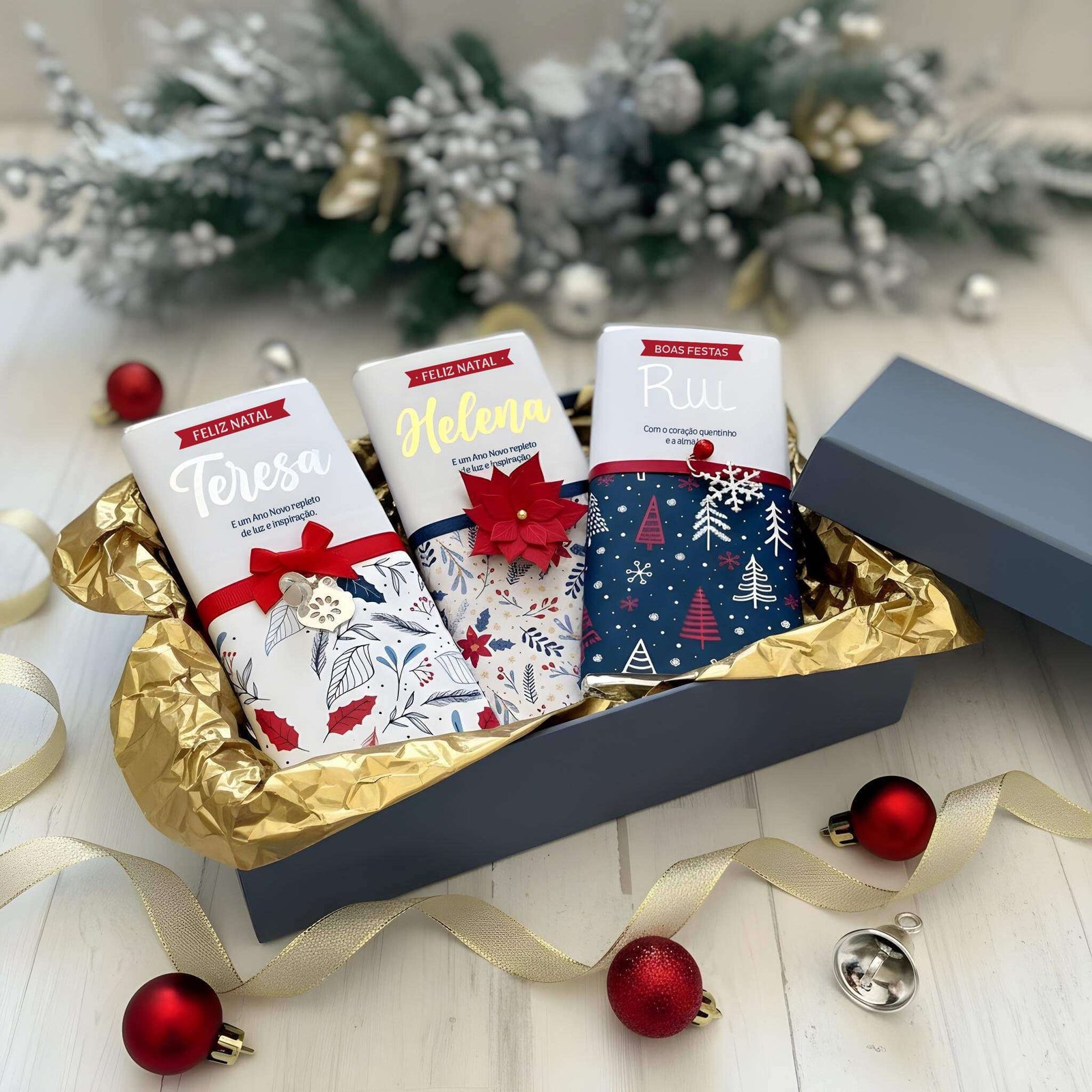 Tabletes de Chocolate Personalizadas de Natal – Coleção Elegante