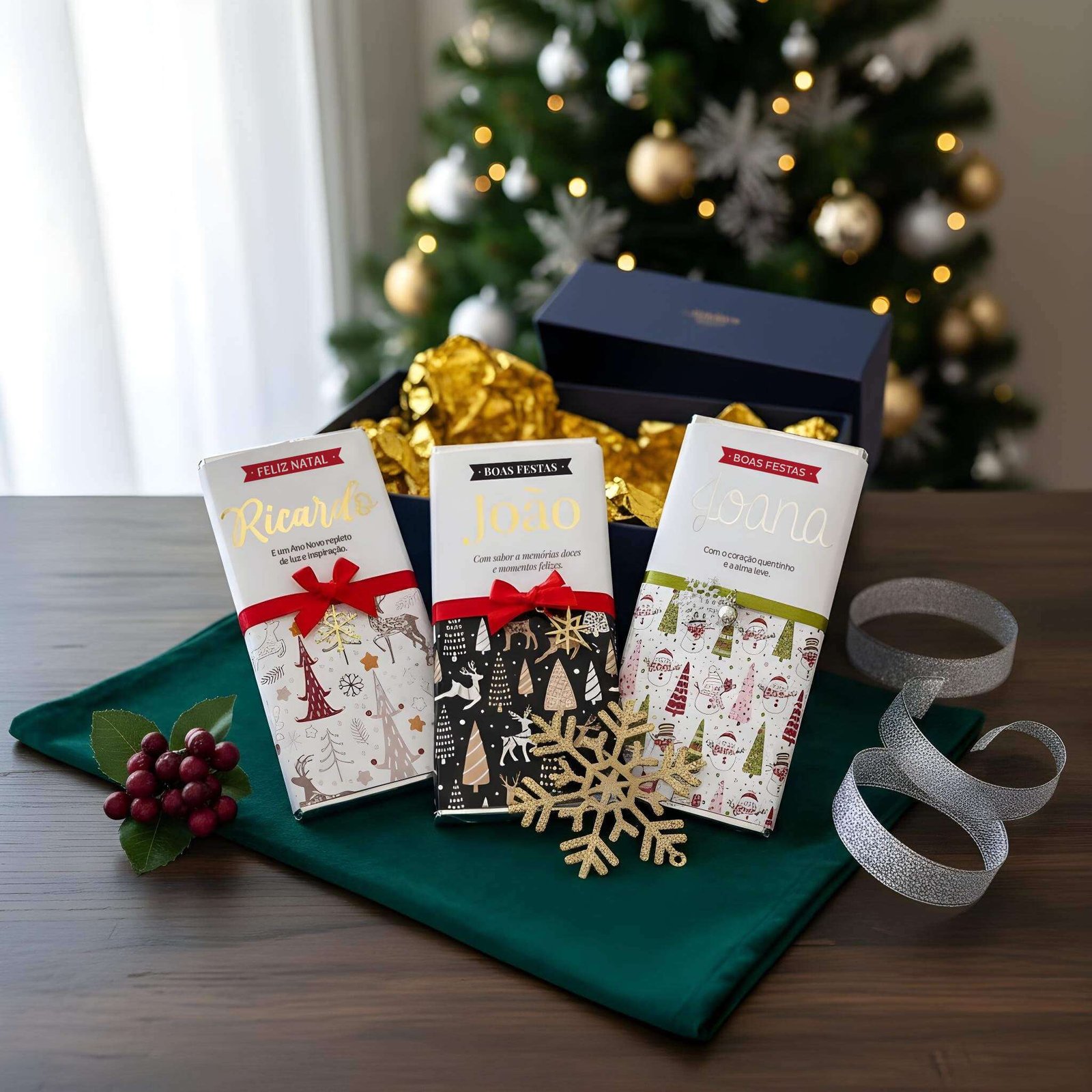 Pack 3 Tabletes de Chocolate Personalizadas de Natal